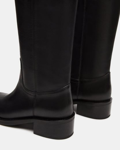 RIGGS Black Leather Square-Toe Women's Boot | Steve Madden