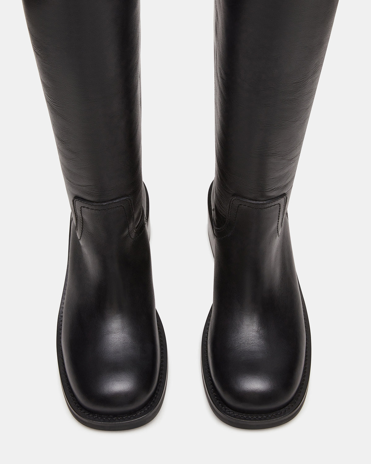 RIGGS Black Leather Square-Toe Women's Boot | Steve Madden