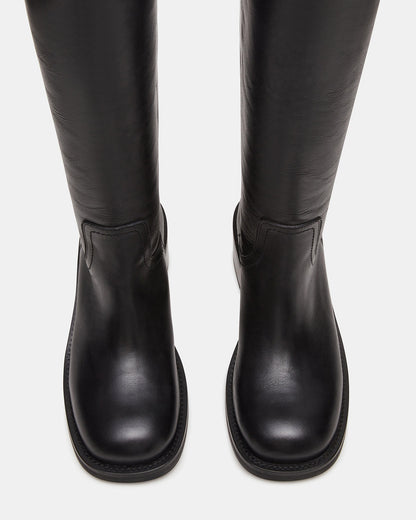 RIGGS Black Leather Square-Toe Women's Boot | Steve Madden