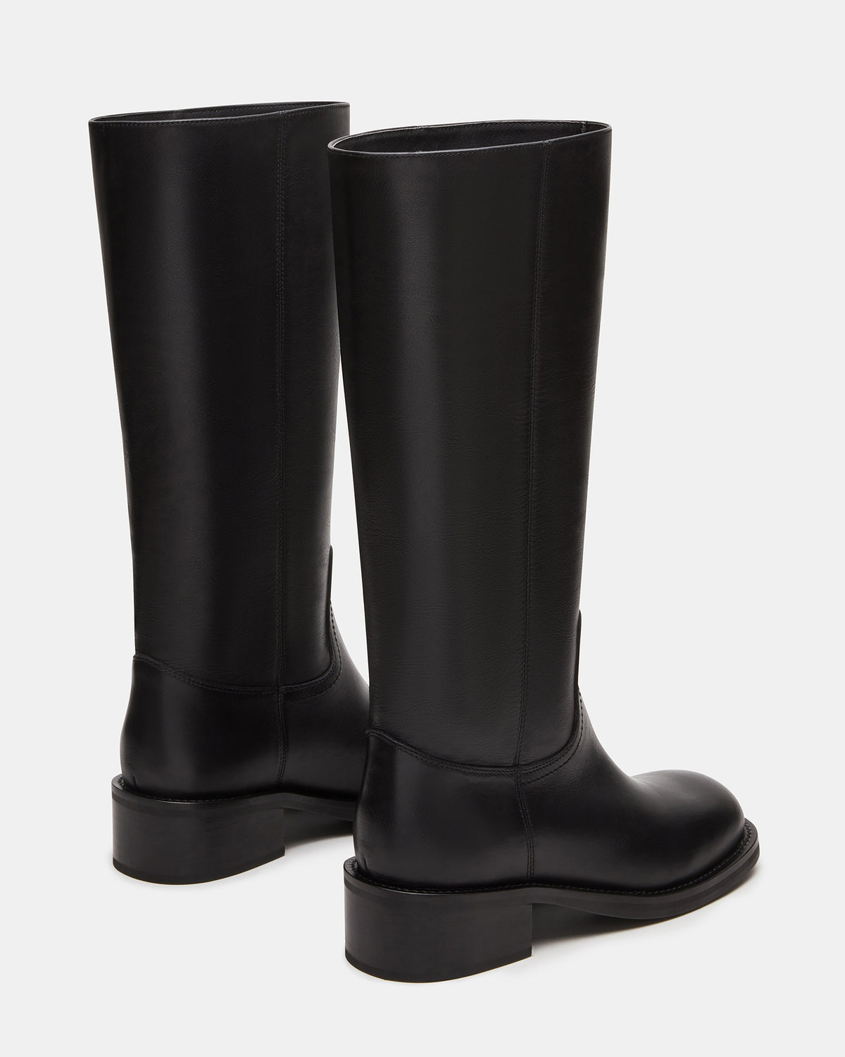 RIGGS Black Leather Square-Toe Women's Boot | Steve Madden