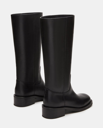RIGGS Black Leather Square-Toe Women's Boot | Steve Madden