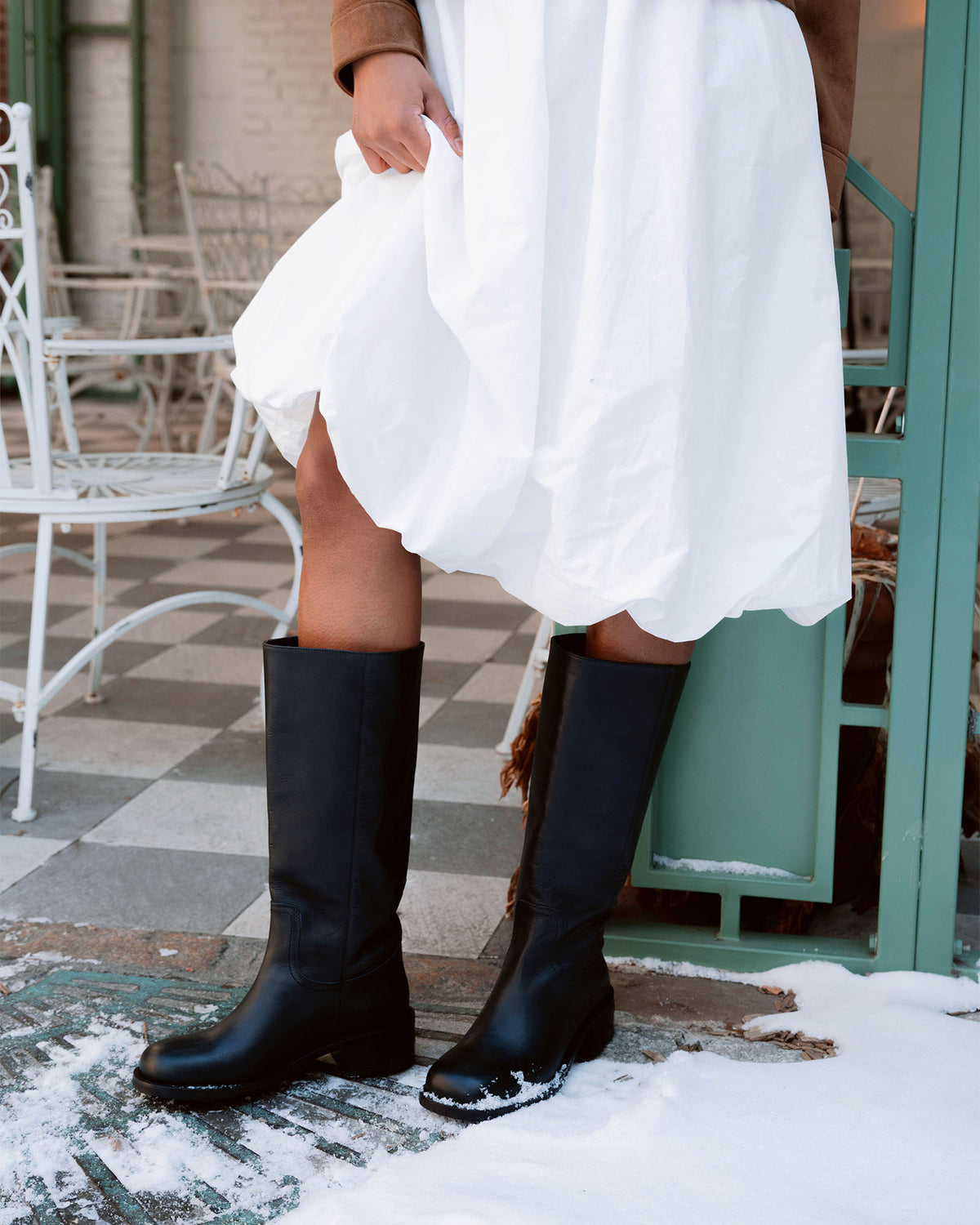 RIGGS Black Leather Square-Toe Women's Boot | Steve Madden
