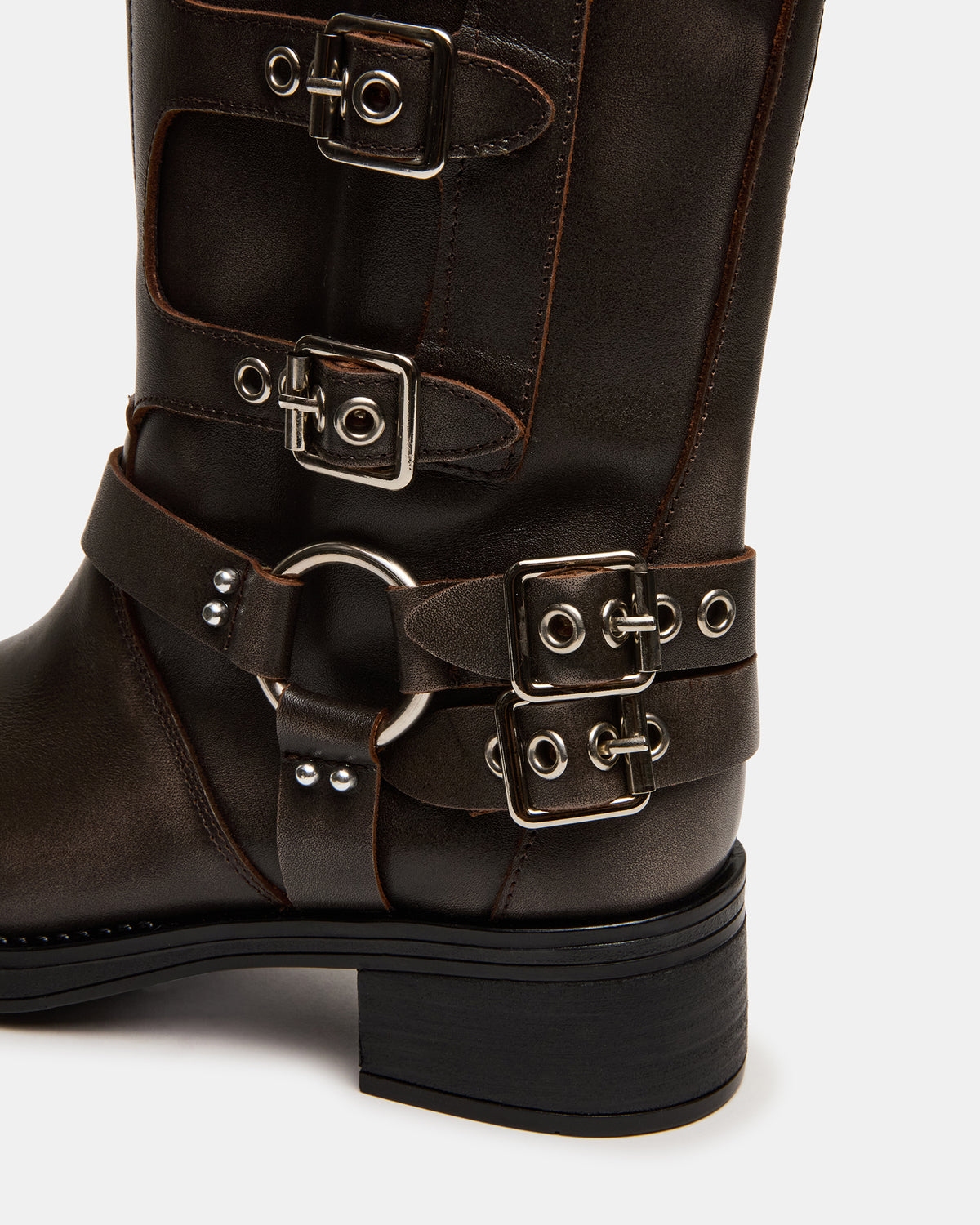 ROCKY Brown Distressed Wide Calf Knee-High Moto Women's Boot | Steve Madden
