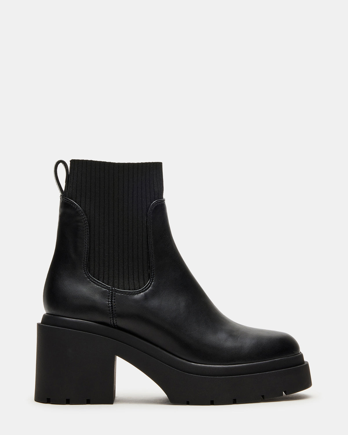 KOA Black Lug Sole Chelsea Women's Ankle Boot | Steve Madden