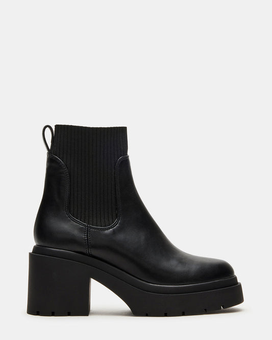 KOA Black Lug Sole Chelsea Women's Ankle Boot | Steve Madden