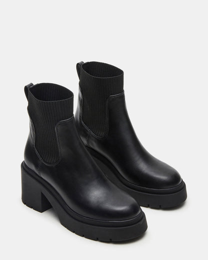 KOA Black Lug Sole Chelsea Women's Ankle Boot | Steve Madden
