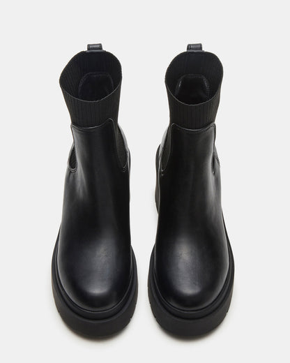 KOA Black Lug Sole Chelsea Women's Ankle Boot | Steve Madden