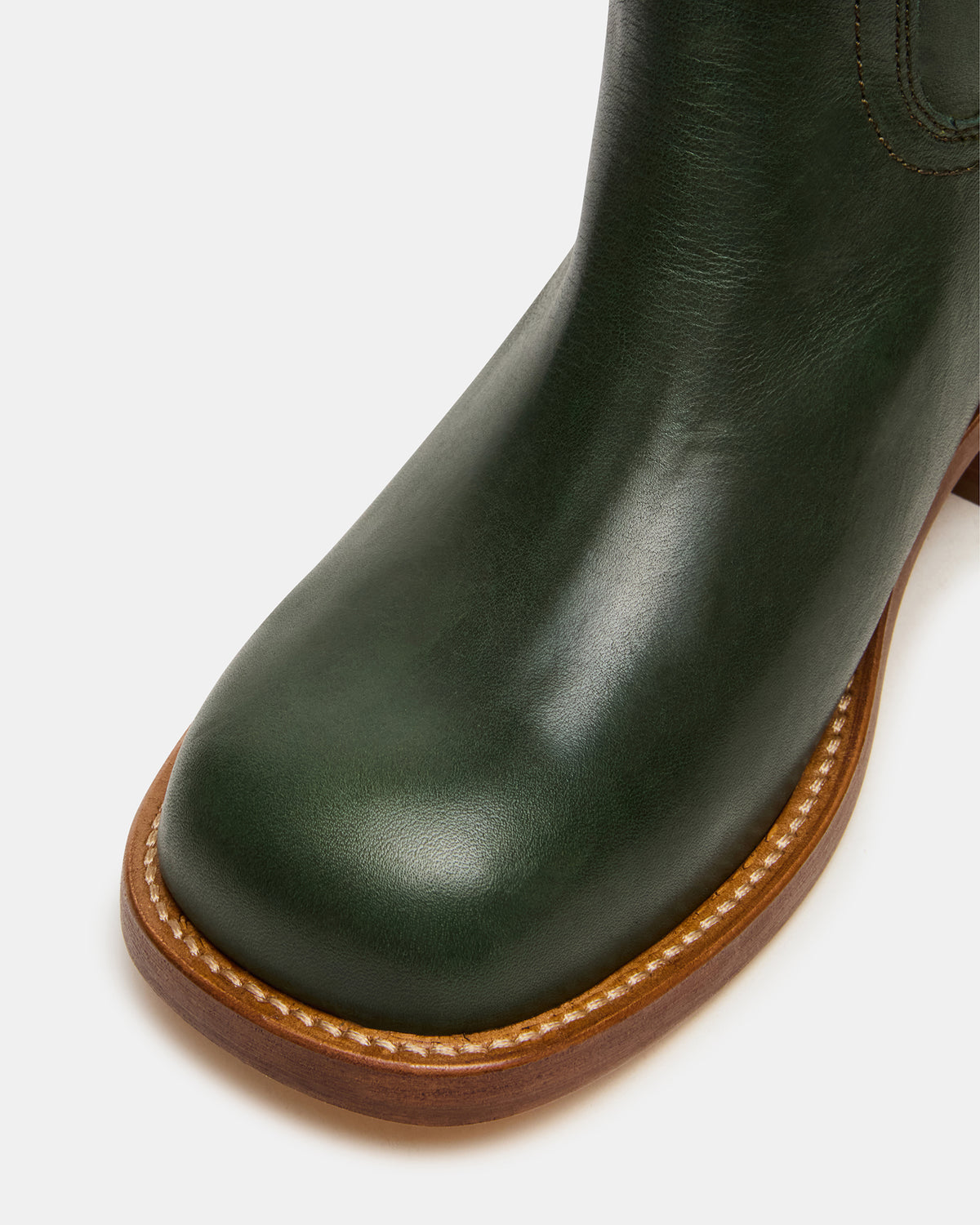 RIGGS Dark Green Leather Square-Toe Women's Boot | Steve Madden