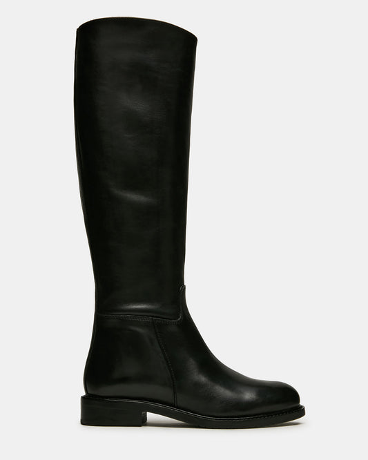BELMONT Black Leather Knee-High Women's Riding Boot | Steve Madden