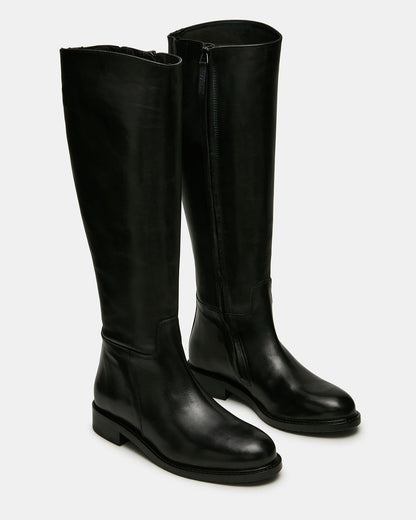 BELMONT Black Leather Knee-High Women's Riding Boot | Steve Madden