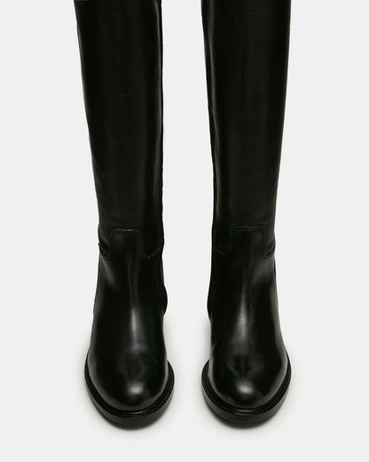 BELMONT Black Leather Knee-High Women's Riding Boot | Steve Madden
