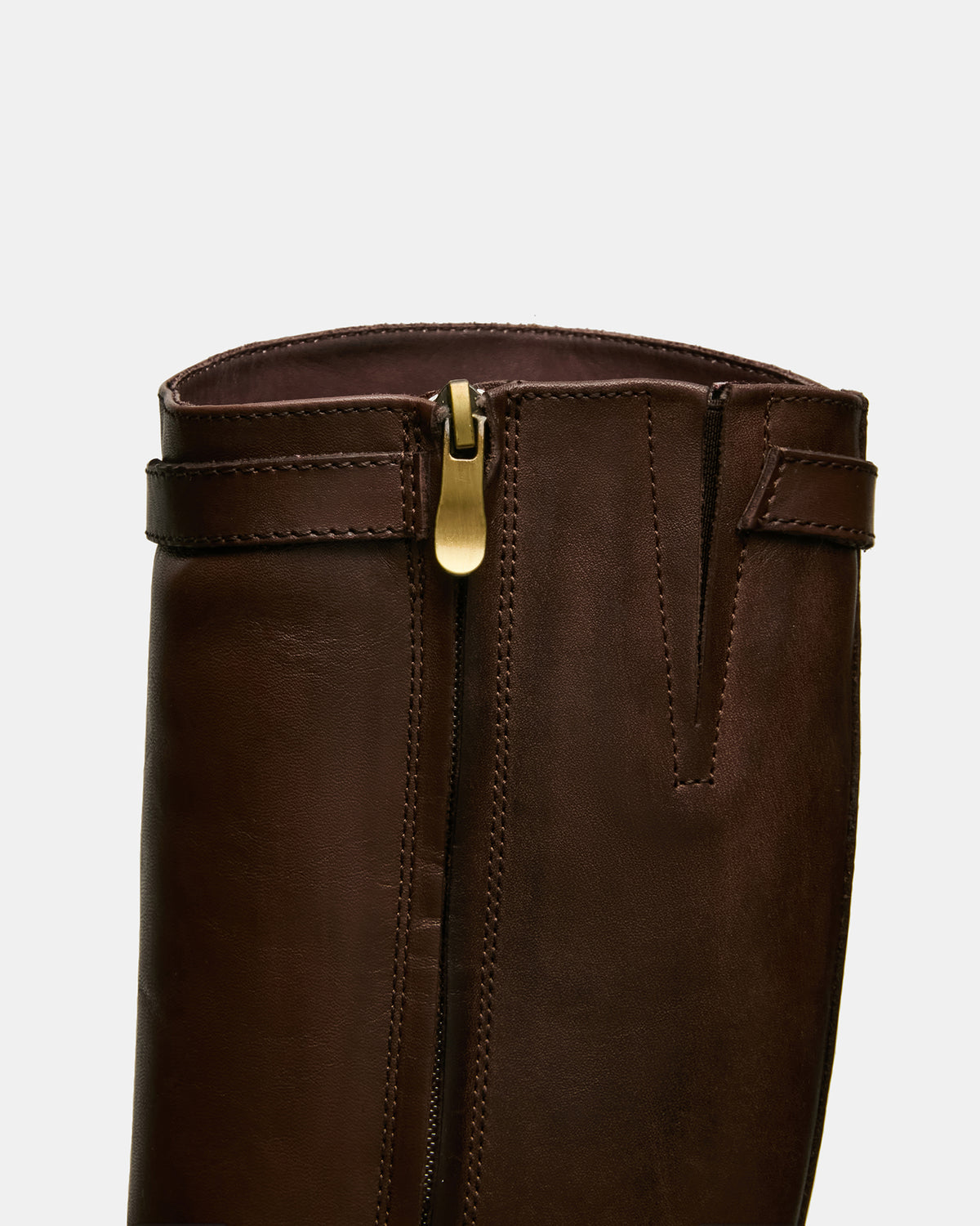 BEXLEY Brown Leather Knee-High Round-Toe Buckle Women's Boot | Steve Madden