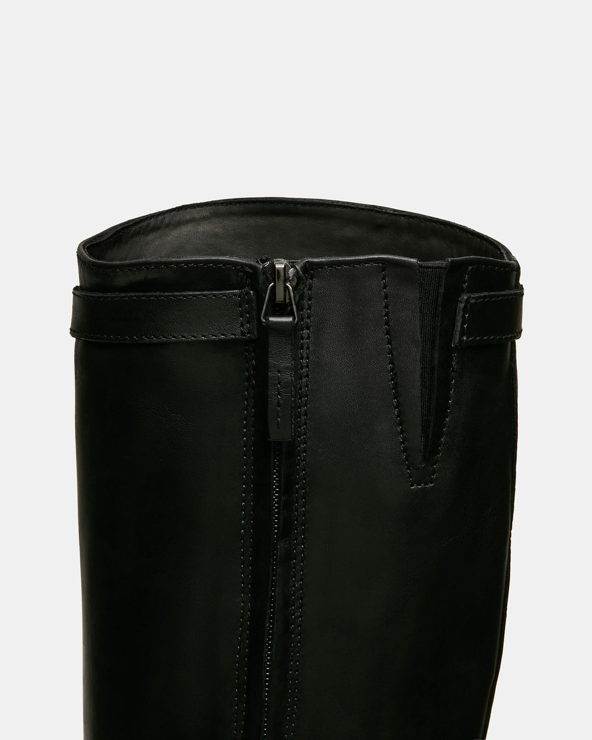 BEXLEY Black Leather Knee-High Round-Toe Buckle Women's Boot | Steve Madden