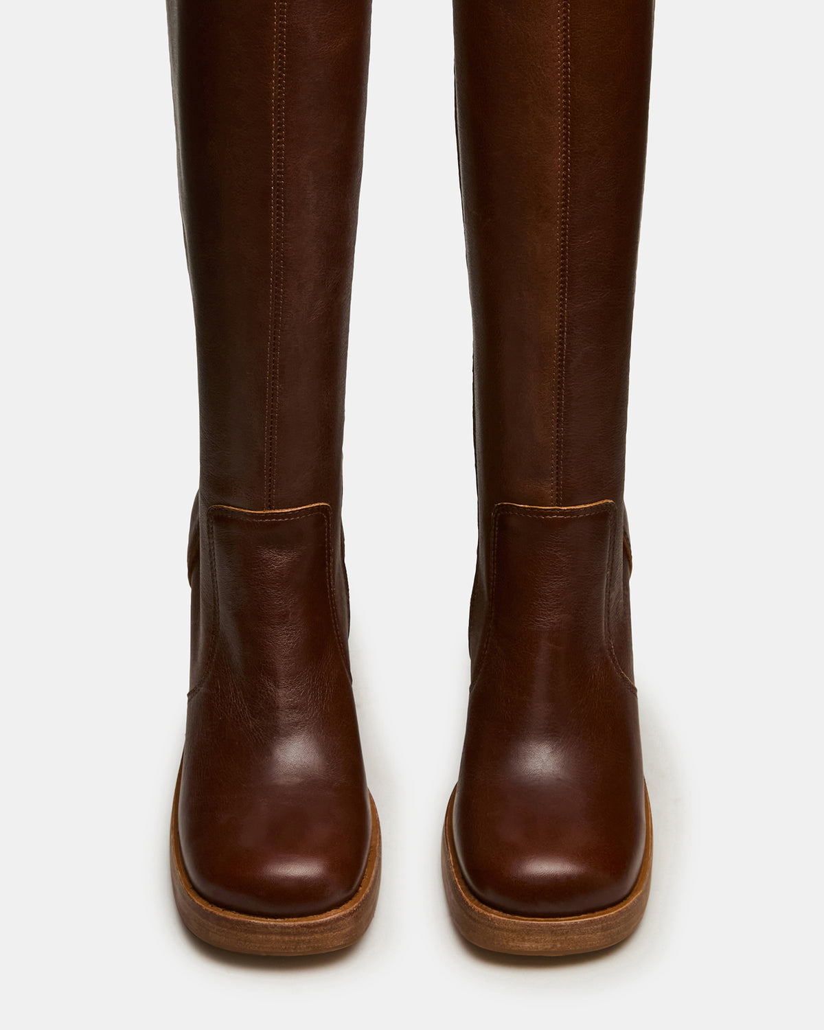 FOLIE Rust Leather Square-Toe Block Heel Knee-High Women's Boot | Steve Madden