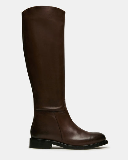 BELMONT Brown Leather Knee-High Women's Riding Boot | Steve Madden
