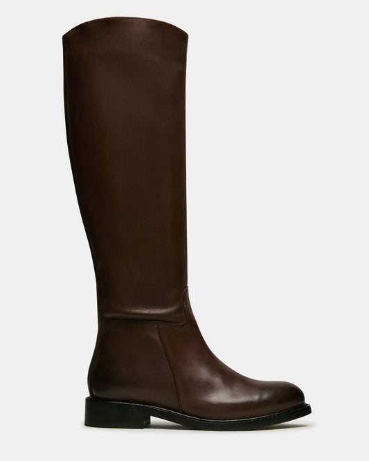 BELMONT Brown Leather Knee-High Women's Riding Boot | Steve Madden