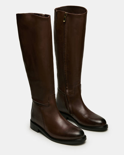 BELMONT Brown Leather Knee-High Women's Riding Boot | Steve Madden