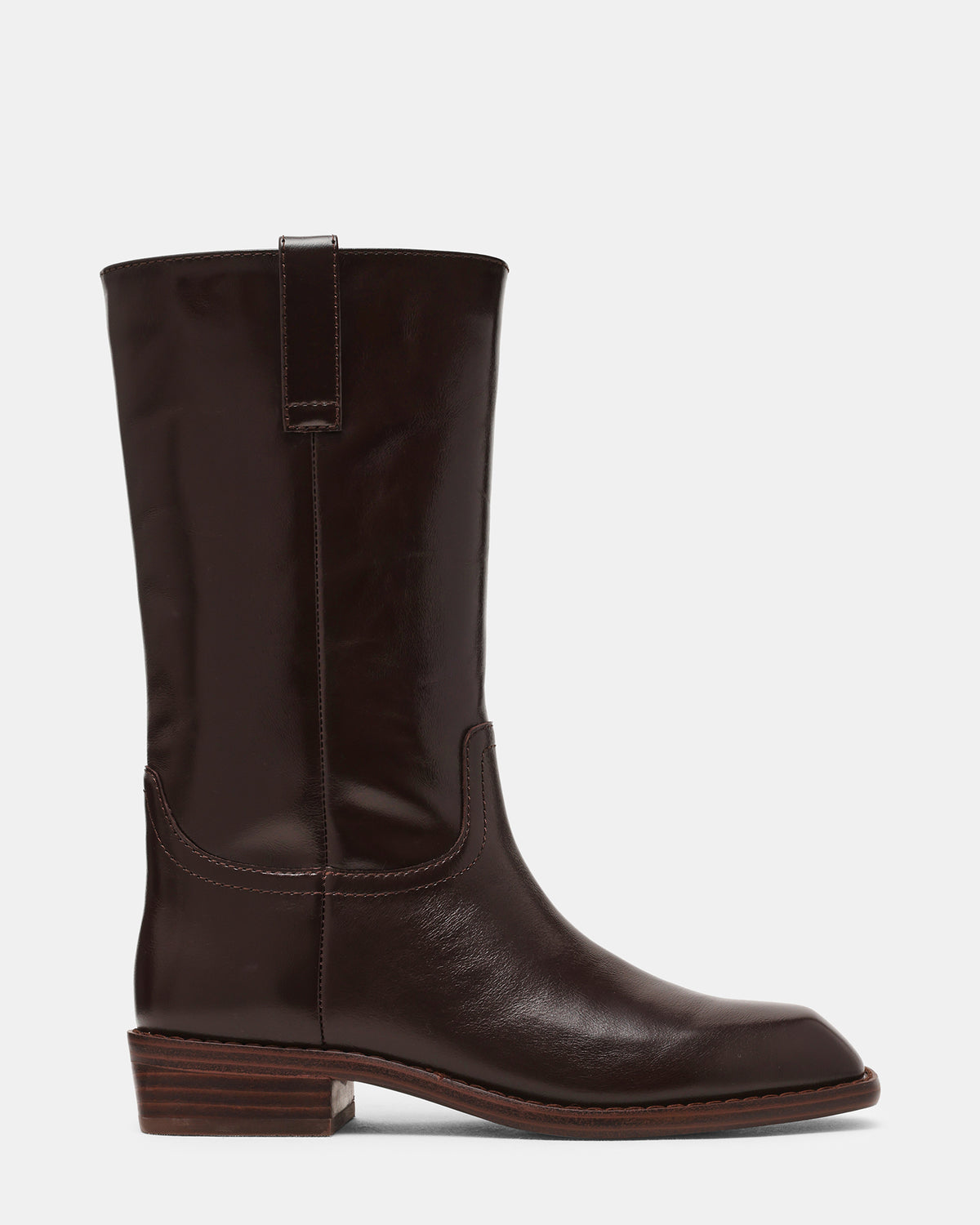 PRIMO Brown Leather Square-Toe Women's Boot | Steve Madden