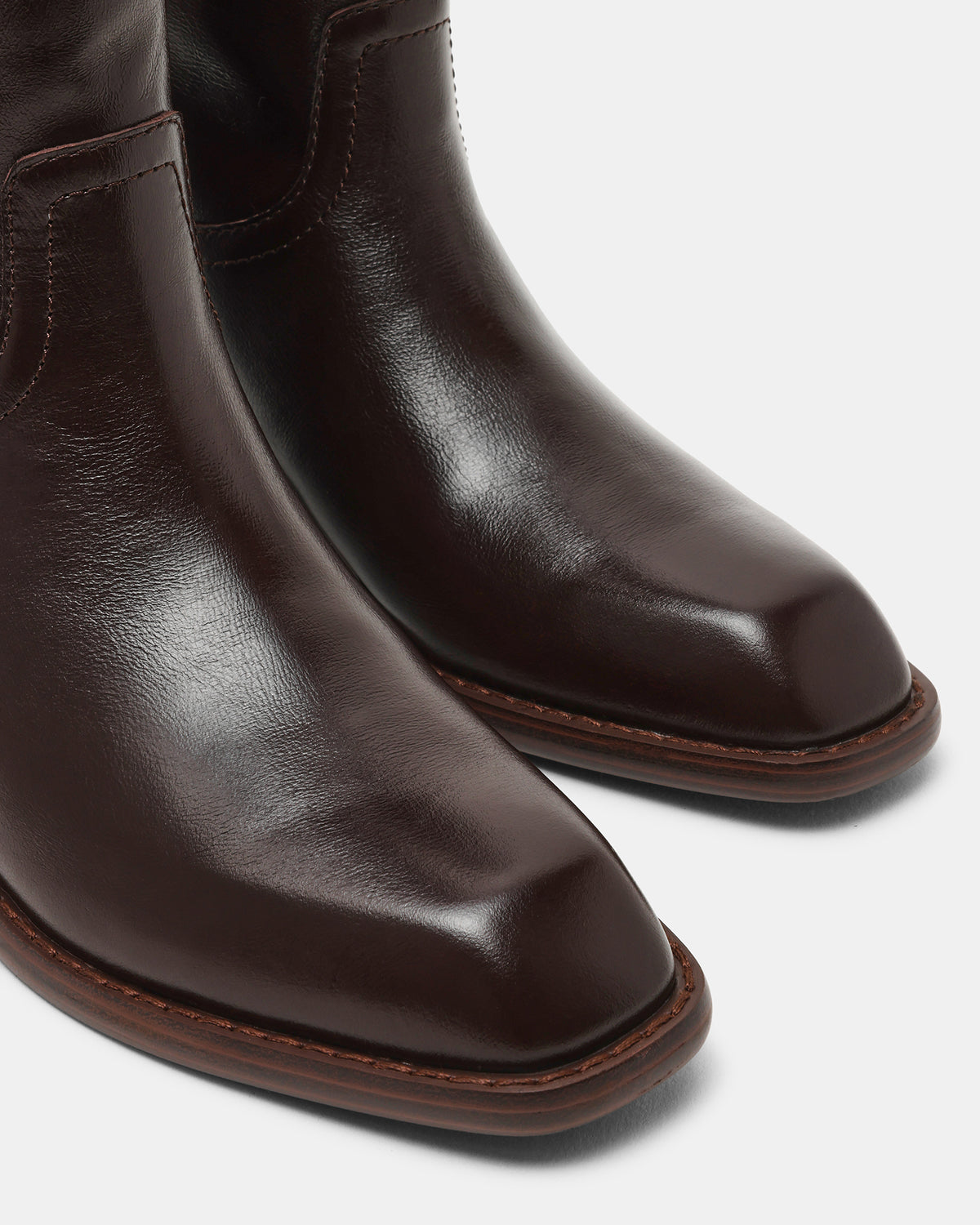 PRIMO Brown Leather Square-Toe Women's Boot | Steve Madden