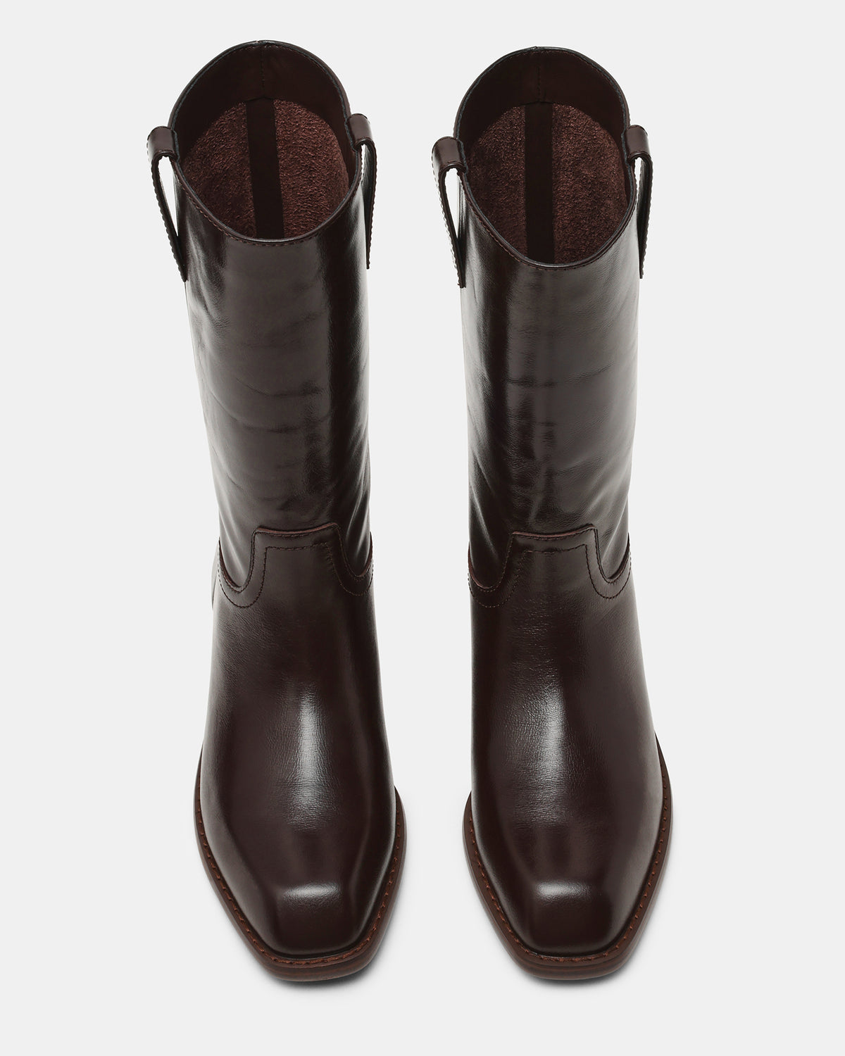 PRIMO Brown Leather Square-Toe Women's Boot | Steve Madden