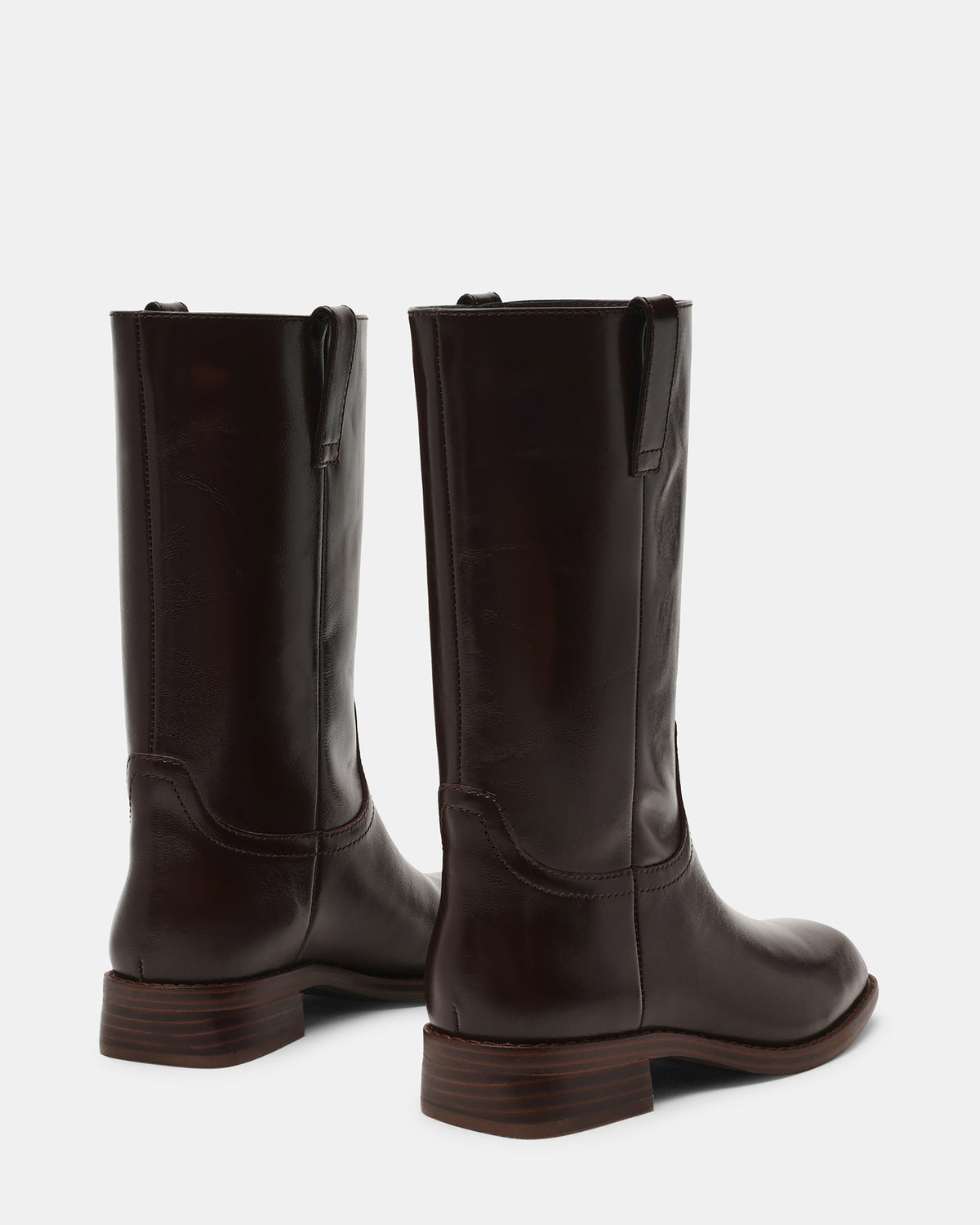 PRIMO Brown Leather Square-Toe Women's Boot | Steve Madden