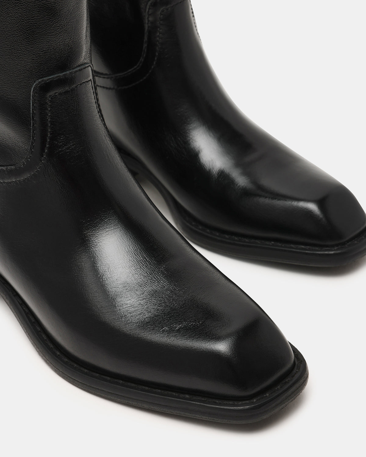 PRIMO Black Leather Square-Toe Women's Boot | Steve Madden