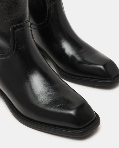 PRIMO Black Leather Square-Toe Women's Boot | Steve Madden