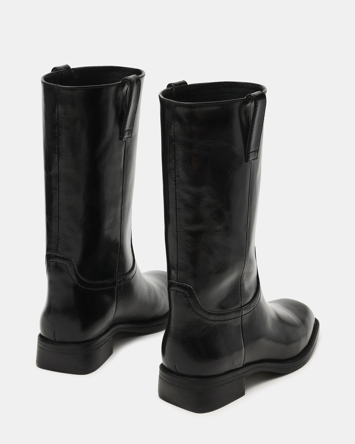 PRIMO Black Leather Square-Toe Women's Boot | Steve Madden