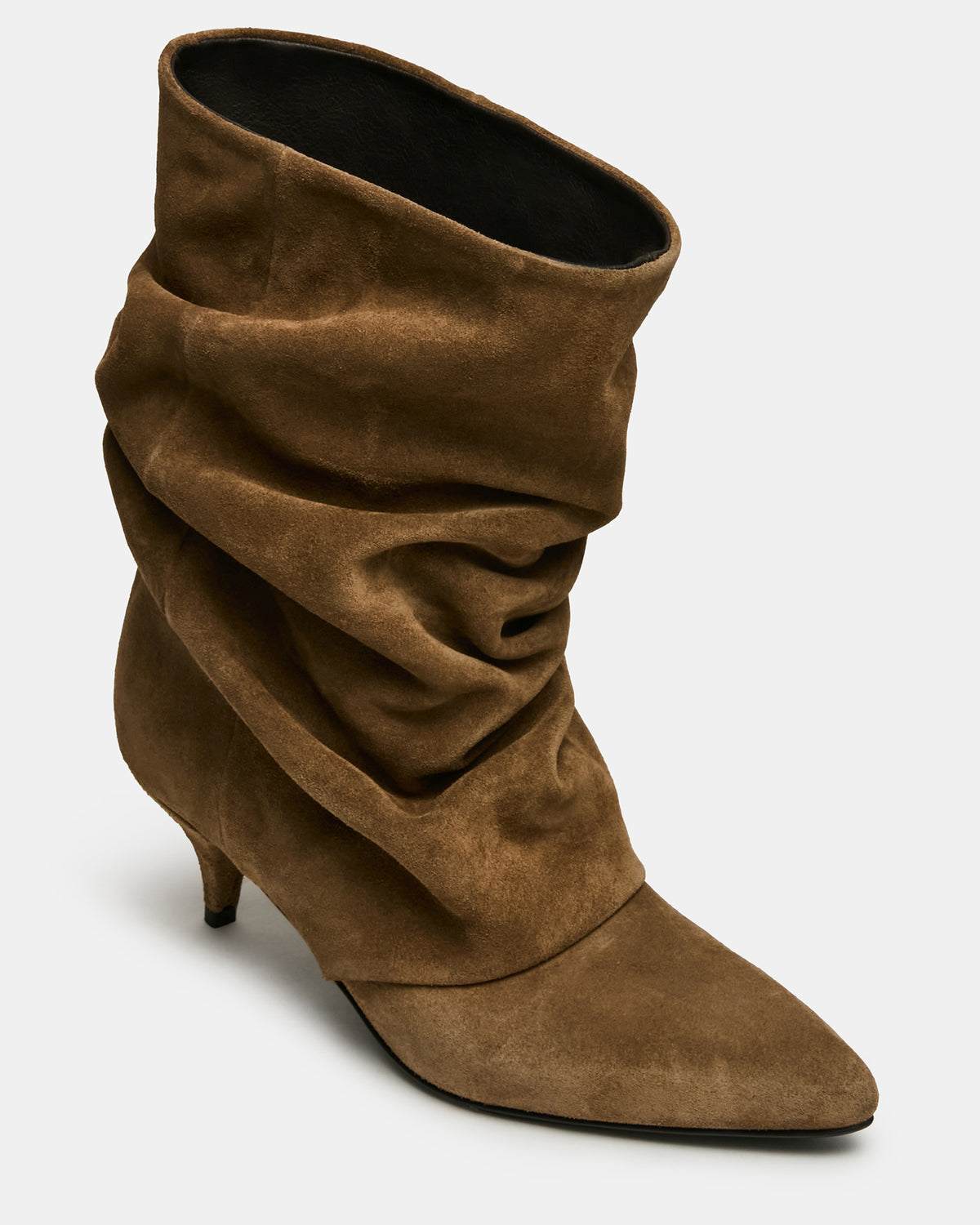 LEXEN Taupe Suede Pointed-Toe Fold-Over Scrunched Women's Ankle Boot | Steve Madden