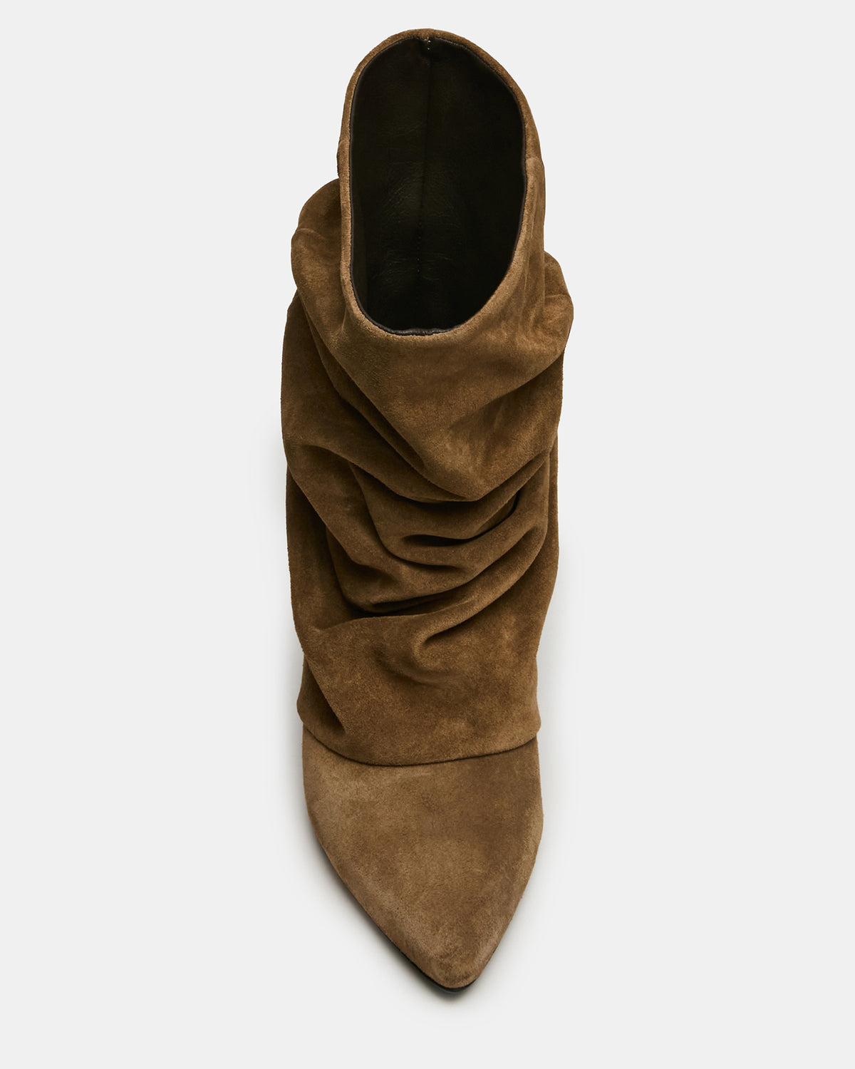 LEXEN Taupe Suede Pointed-Toe Fold-Over Scrunched Women's Ankle Boot | Steve Madden