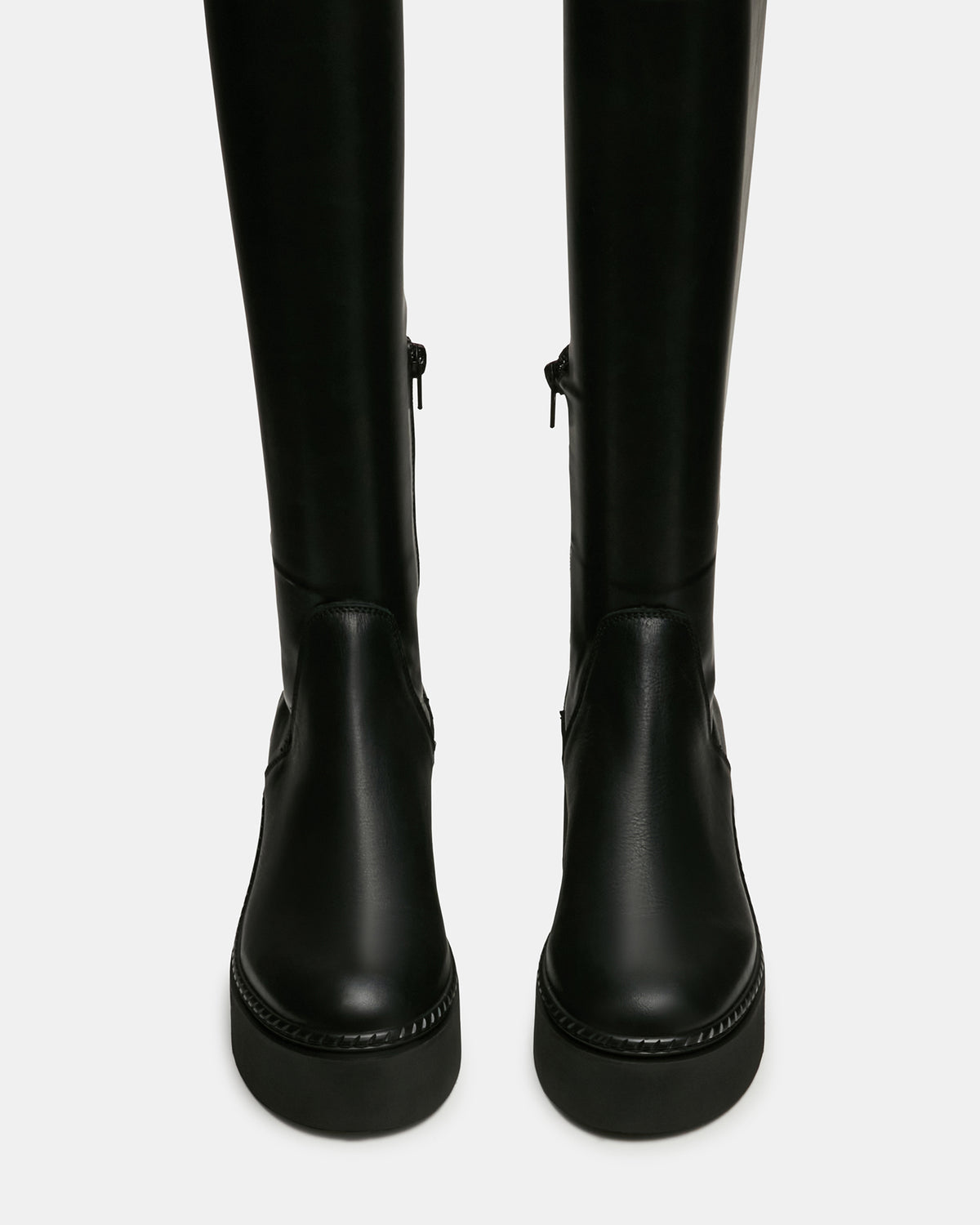 DRACO Black Knee-High Round-Toe Platform Women's Boot | Steve Madden
