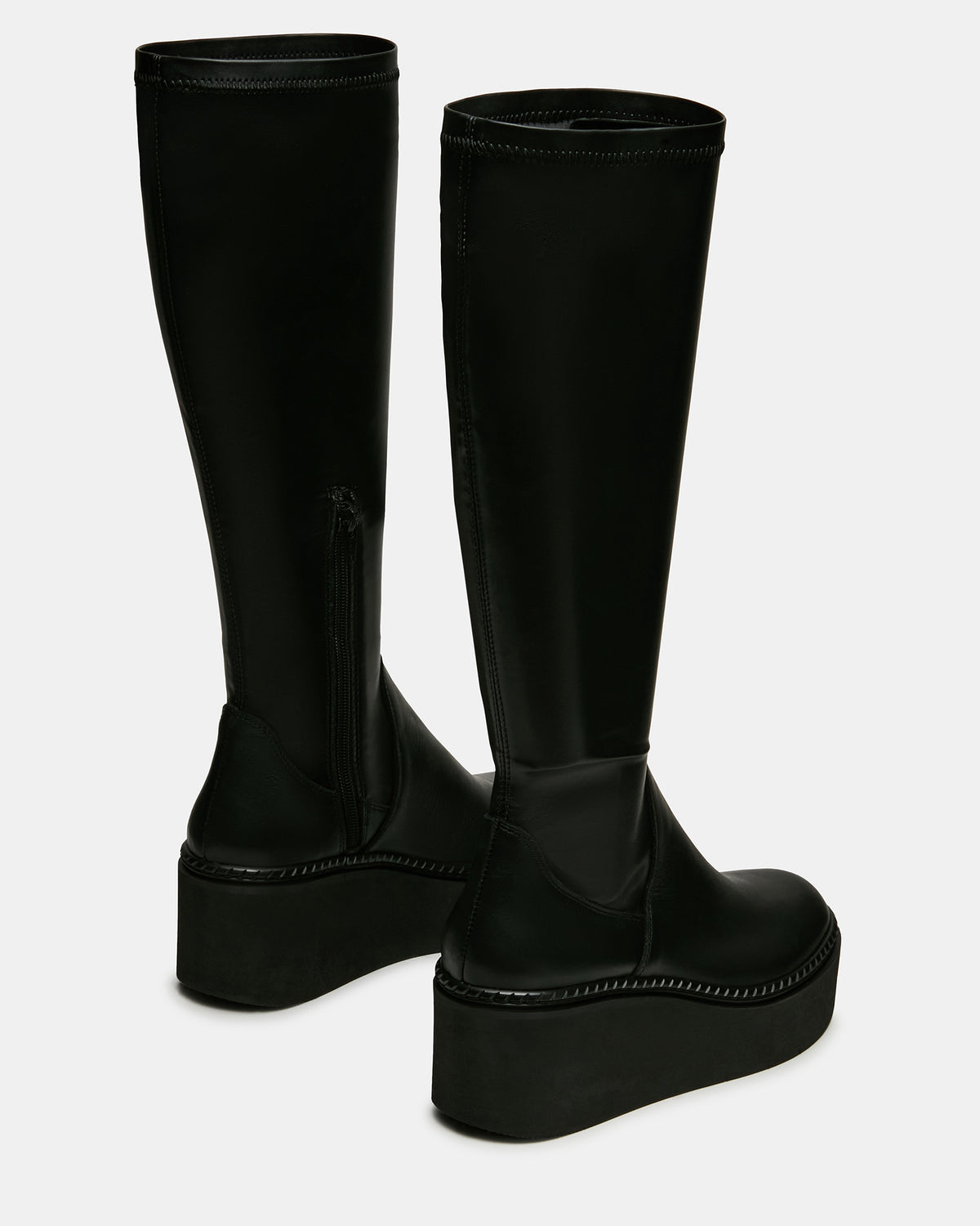 DRACO Black Knee-High Round-Toe Platform Women's Boot | Steve Madden