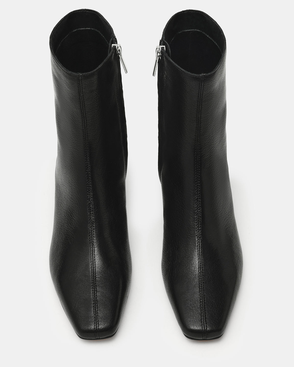 FLAIRE Black Leather Square-Toe Wedge Bootie Women's Ankle Boot | Steve Madden