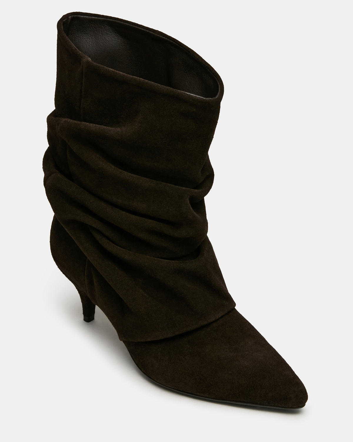 LEXEN Brown Suede Pointed-Toe Fold-Over Scrunched Women's Ankle Boot | Steve Madden