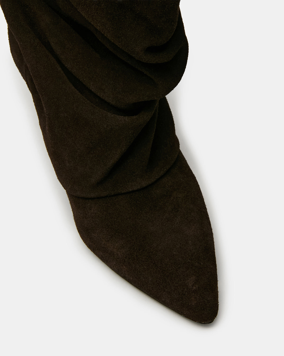 LEXEN Brown Suede Pointed-Toe Fold-Over Scrunched Women's Ankle Boot | Steve Madden