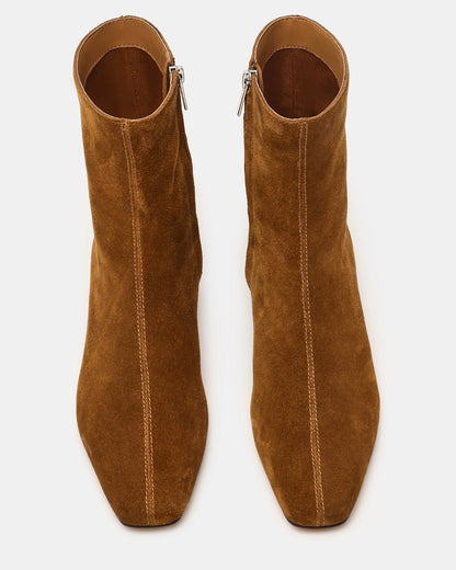 FLAIRE Sand Suede Square-Toe Wedge Bootie Women's Ankle Boot | Steve Madden