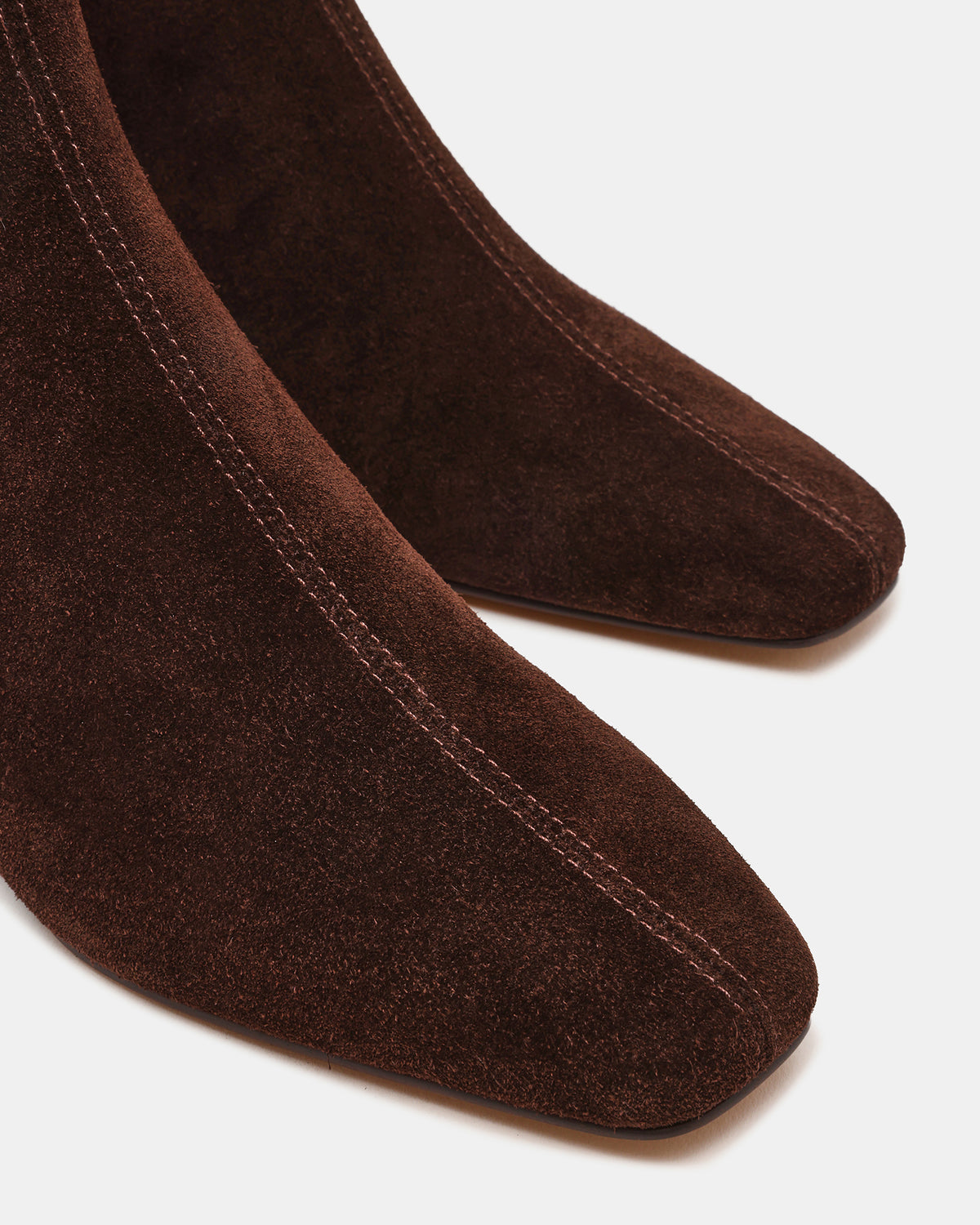 FLAIRE Brown Suede Square-Toe Wedge Bootie Women's Ankle Boot | Steve Madden