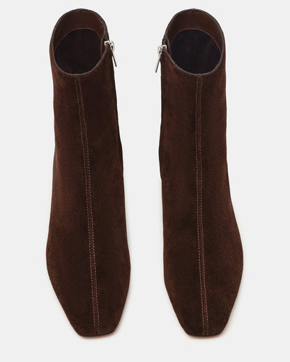 FLAIRE Brown Suede Square-Toe Wedge Bootie Women's Ankle Boot | Steve Madden