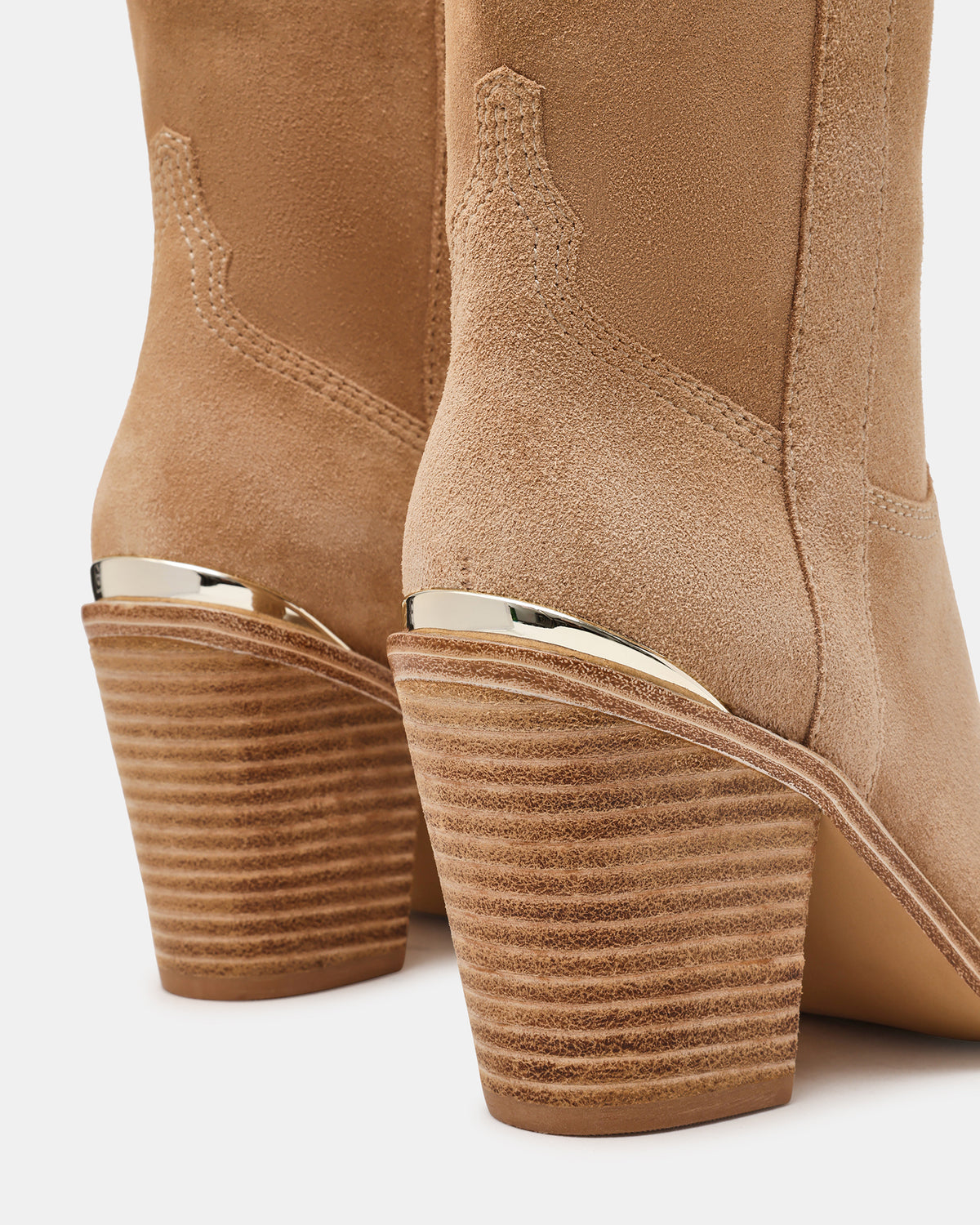 SALLY Sand Suede Pointed-Toe Western Block Heel Women's Boot | Steve Madden