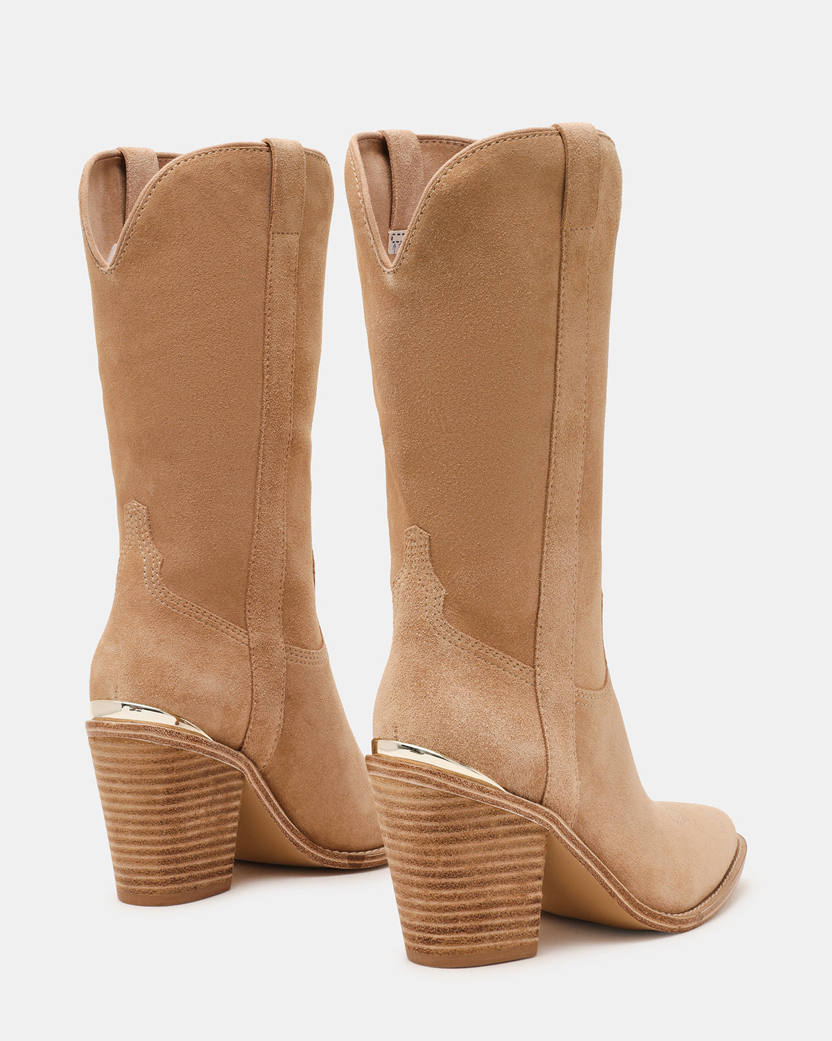 SALLY Sand Suede Pointed-Toe Western Block Heel Women's Boot | Steve Madden