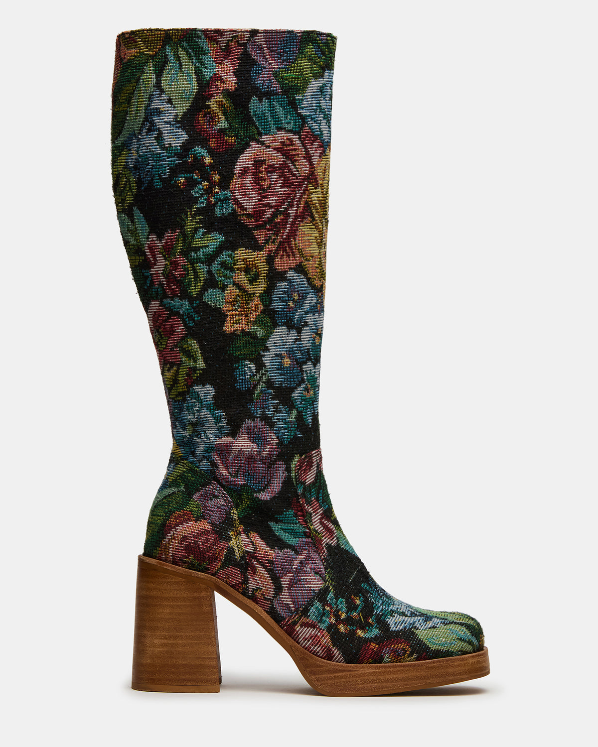 FOLIE Tapestry Square-Toe Block Heel Knee-High Women's Boot | Steve Madden