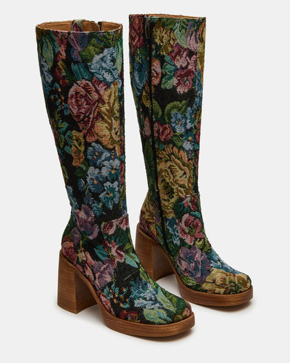 FOLIE Tapestry Square-Toe Block Heel Knee-High Women's Boot | Steve Madden