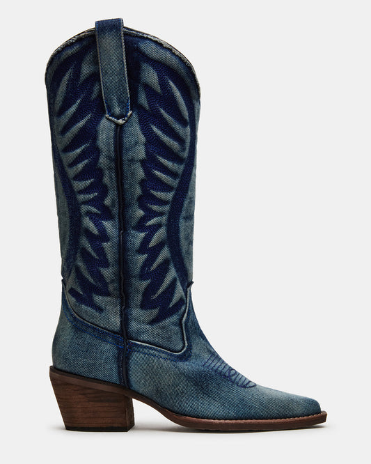ALBANY Denim Fabric Pointed-Toe Women's Western Boot | Steve Madden