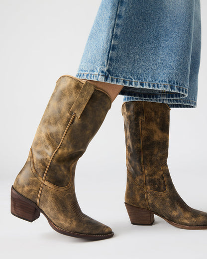 ALBANY Denim Fabric Pointed-Toe Women's Western Boot | Steve Madden