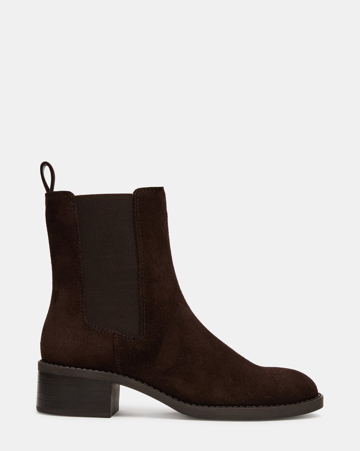 KAPLAN Brown Suede Chelsea Block Heel Women's Ankle Boot | Steve Madden