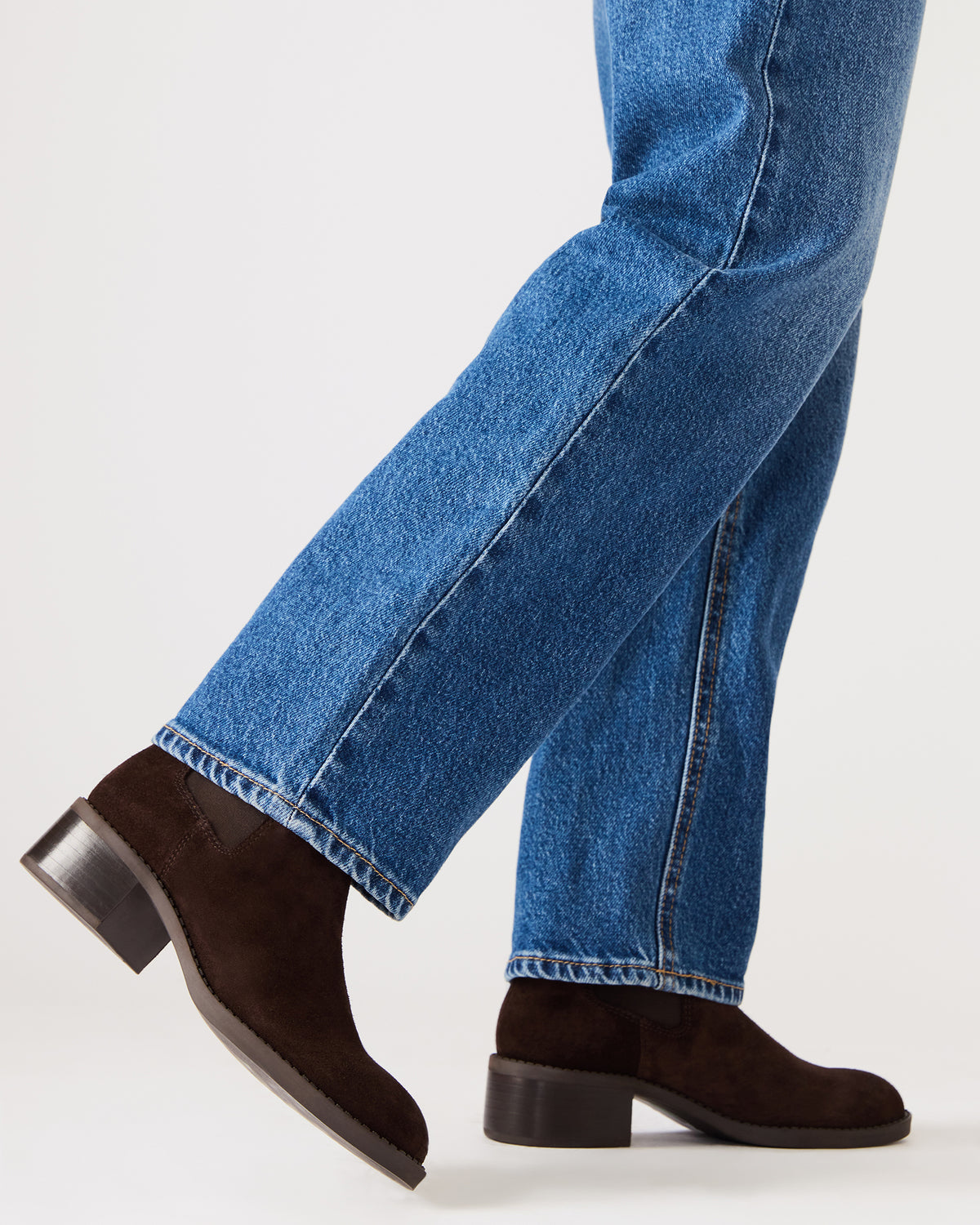 KAPLAN Brown Suede Chelsea Block Heel Women's Ankle Boot | Steve Madden