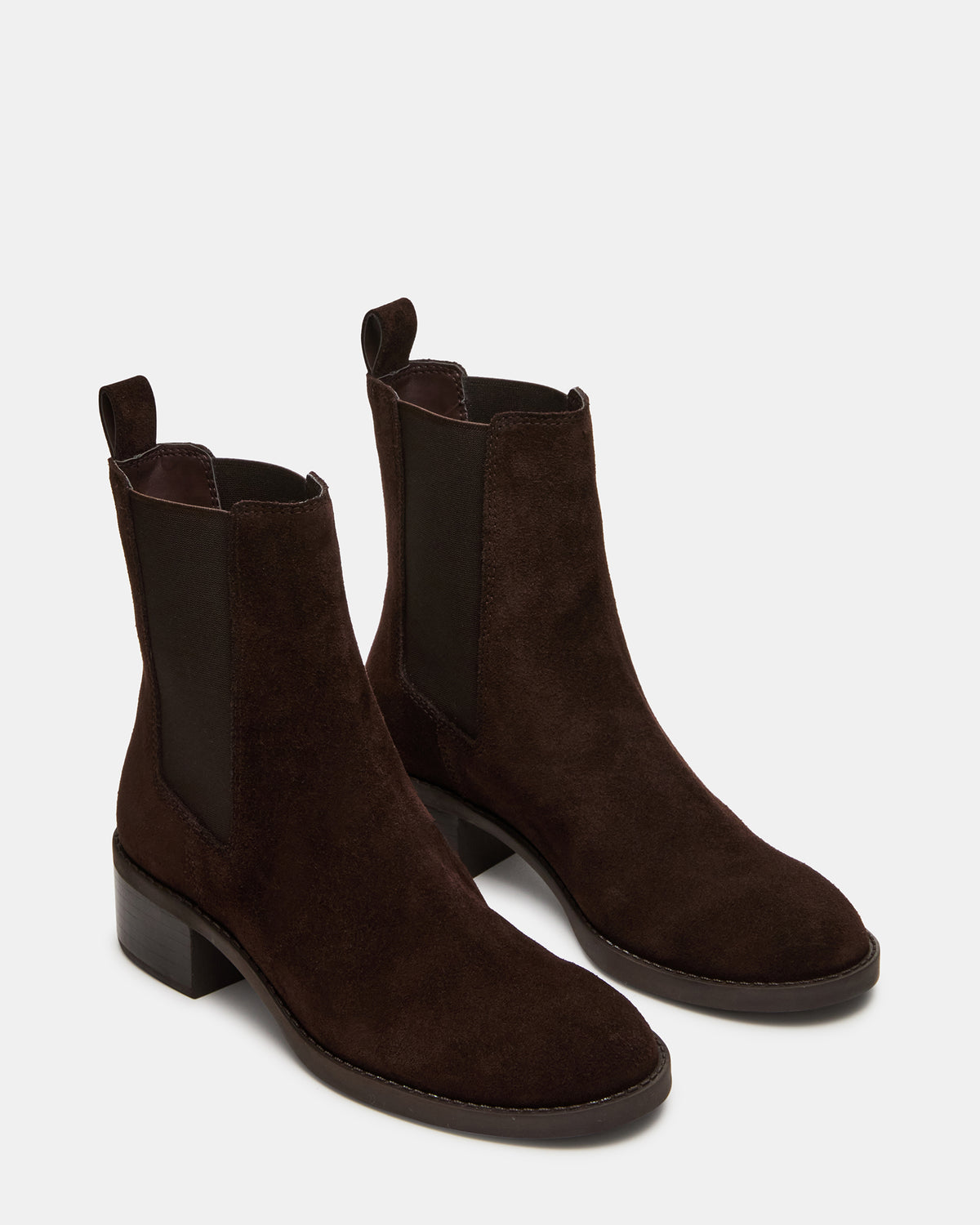 KAPLAN Brown Suede Chelsea Block Heel Women's Ankle Boot | Steve Madden