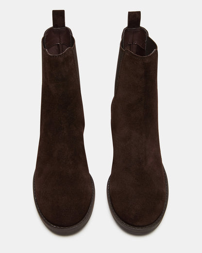 KAPLAN Brown Suede Chelsea Block Heel Women's Ankle Boot | Steve Madden