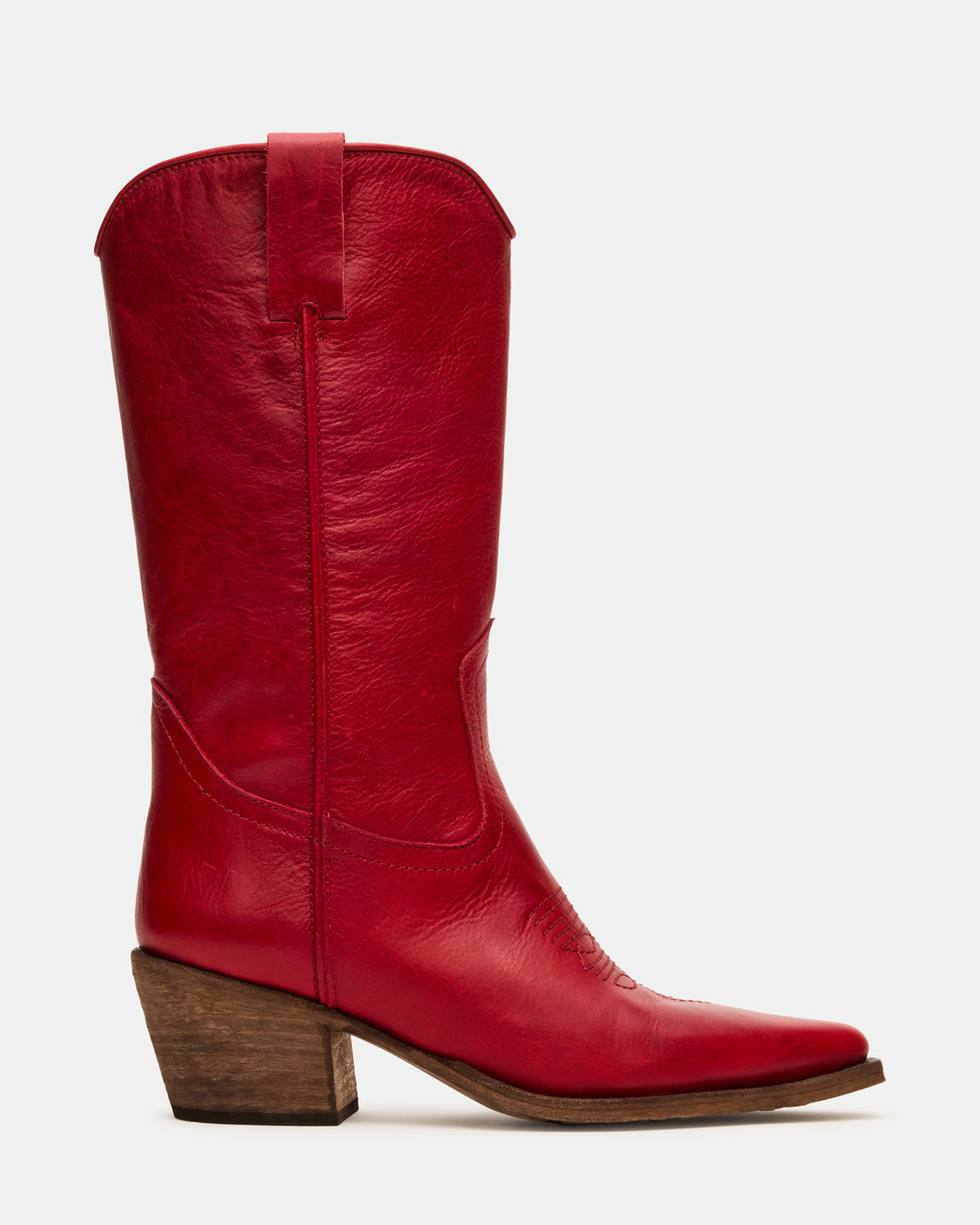 ALBANY Red Leather Pointed-Toe Women's Western Boot | Steve Madden