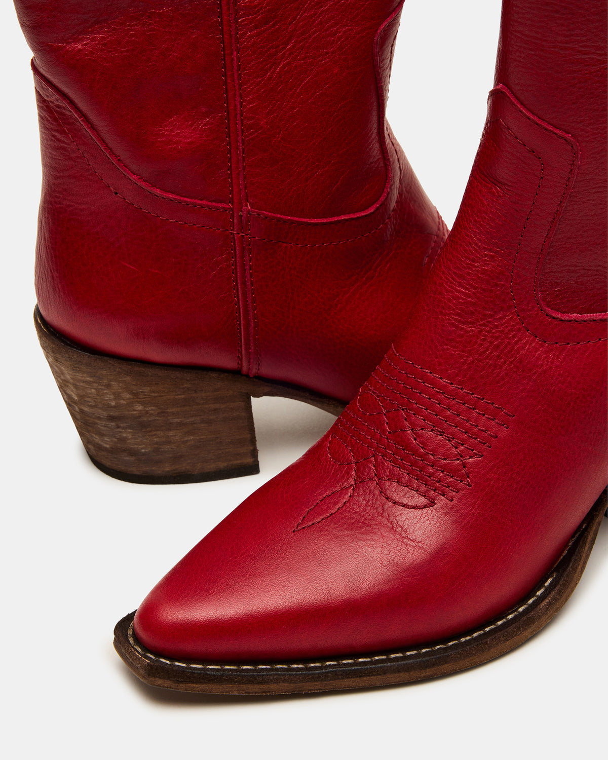 ALBANY Red Leather Pointed-Toe Women's Western Boot | Steve Madden